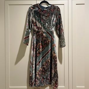 Zara Paisley Dress in Green Velvet